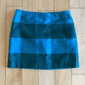 NWOT Stylus Teal Blue/Green Plaid Mini Skirt wool